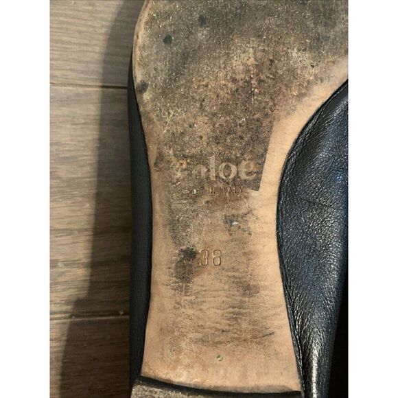 Chloe Authentic Solid Black Genuine Leather Ballet Flats 6 - Picture 7 of 8